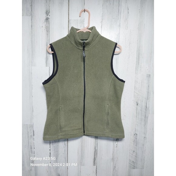 Eddie Bauer Polartec Fleece Green Full Zip Vest Womens Medium - Picture 1 of 7